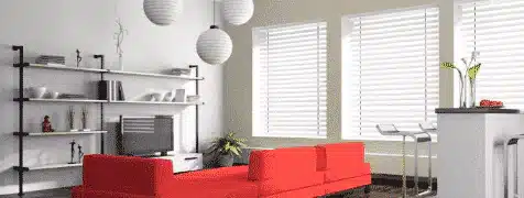 venetian blinds in living room